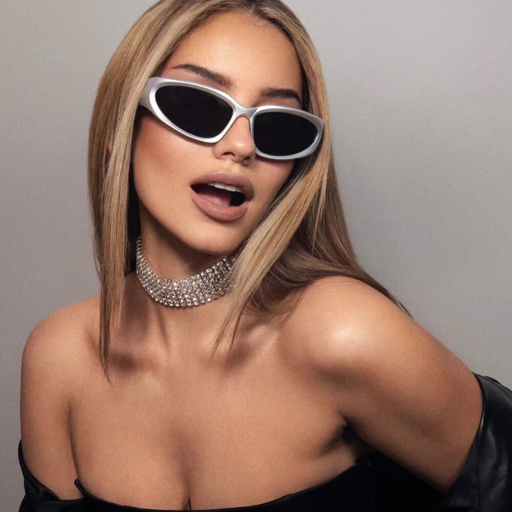 Women  Sunglasses Fashion Shield Retro Luxury Style Outdoor Silver Frame Eyewear